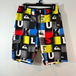 NWT Quiksilver Board Shorts‎ Swim Trunks Colorful Graphic Print Size 28